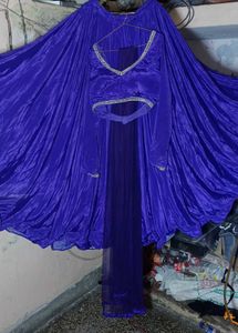 Purple Silk Lahanga Choli With Dupatta Set