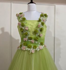 Lime Green Tulle Formal Dress