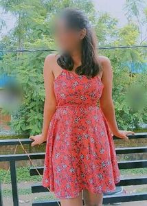 Orange Floral Print Lace up back Crepe Dress