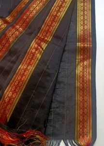 Black Silk Dupatta With Tassels