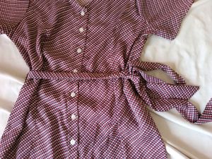 Tie Waist Buttoned Dress