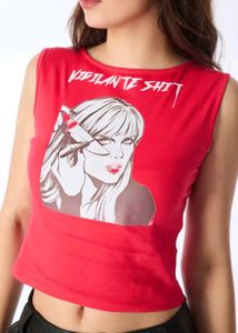 New me red graphic tank top