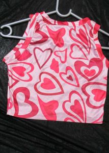 Pink Heart Print Tank Top