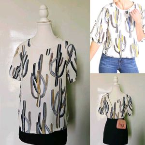 Chic Cactus Print Blouse