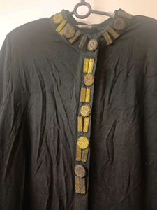 Elegant Black Embellished oversized shrug Dress