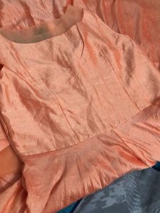 Elegant Peach Embroidered Gown Pant With Dupatta