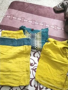 Used Kurti Palazzo Set With Dupata