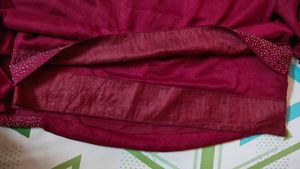 Maroon Coloured Sequence Border Designer Saree