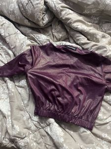 Purple metallic Front Knot Top