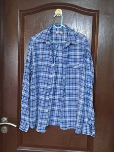 Blue Plaid Button-Down Shirt
