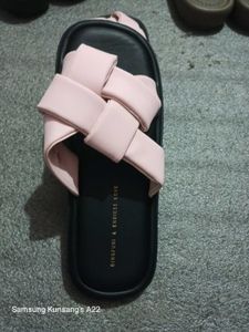 Pink Woven Slides