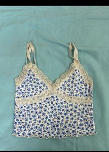 Floral Lace Trim Cami Top