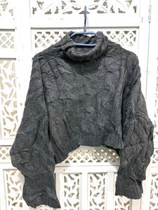 Crop Oversized Cable Knit Sweater A