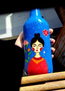 Floral Girl Bottle Art