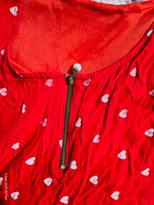Red Heart Print Top M