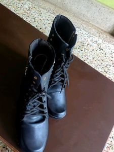 Black Wedge Heel Boots