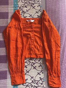 Orange Square Neck Top