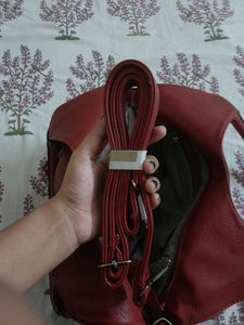 Vieta Red Leather Fringe Bag