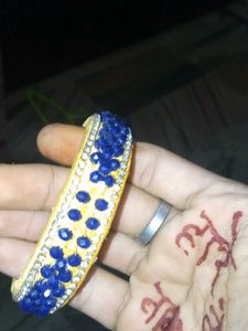 Blue Beaded Bangle Bracelet