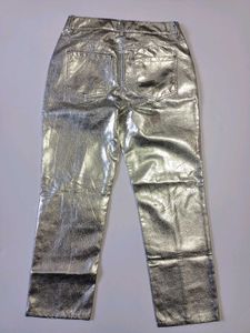 Metallic Silver Cropped Pants