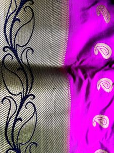 Bright Purple &amp; Nevyblue pallu brand new silk sare