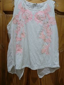 White Colour Top With Embroidery