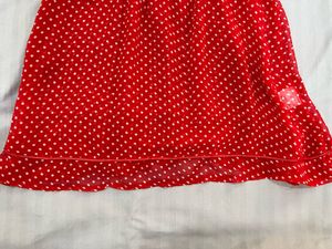 Red Polka Dot top with a white bow