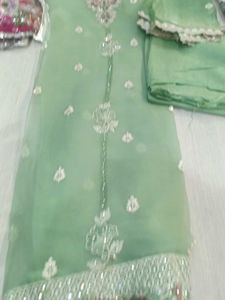 Sea Green Embroidered suit Set