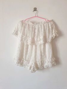 Saints &amp; Secrets Tiered Bust Frill Trim Romper
