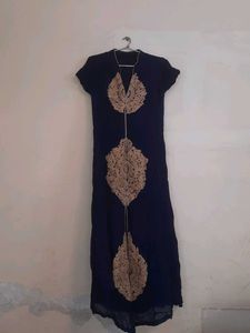 Embroidered Navy Blue Kurti