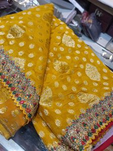 Yellow Embroidered Saree (Issue)