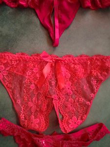 Sexy Hot Red Lingerie 3 Set