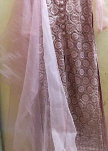 Elegant Pink Embroidered Kurta Full Set