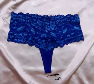 Blue Lace Thong Panties