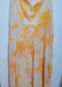Yellow 🟡Sequience Print All Over Long Gown