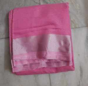 New Pink Soft Cotton Blend Saree