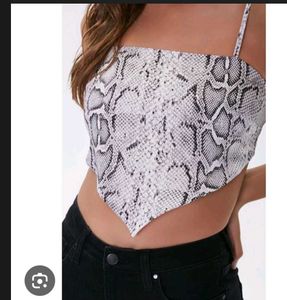 Snakeskin Print Crop Top
