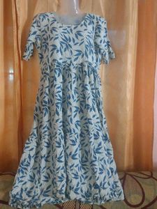 Blue Floral Print Anarkali Kurti