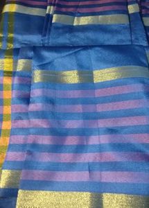 Elegant Blue Silk Blend Saree