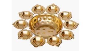 Golden Decorative Diya Plate