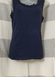 Navy Lace Trim Tank
