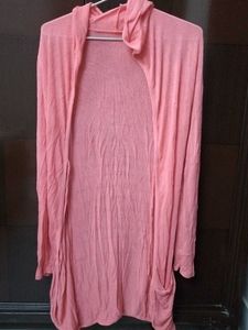 Coral Color Long Shrug