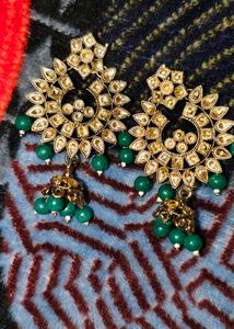 Green Jhumka Earrings