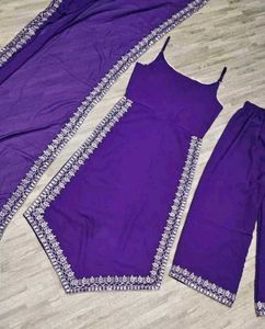Purple Embroidered Kurta Set