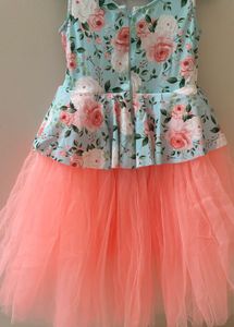 Toy Balloon’s Peach Coloured Layered Net Frock