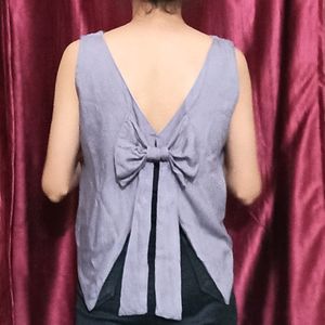 Grey Crop Top With Back Design