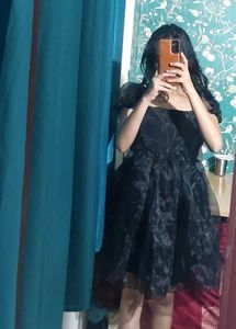Black Organza Short Frock 28,30,32,34