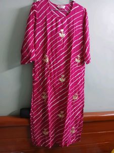 Pink Leheriya Gota Patti Kurta