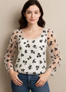 Floral Organza Sleeve Top