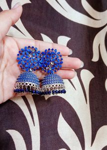 Blue Jhumka Nd Glitter Earrings